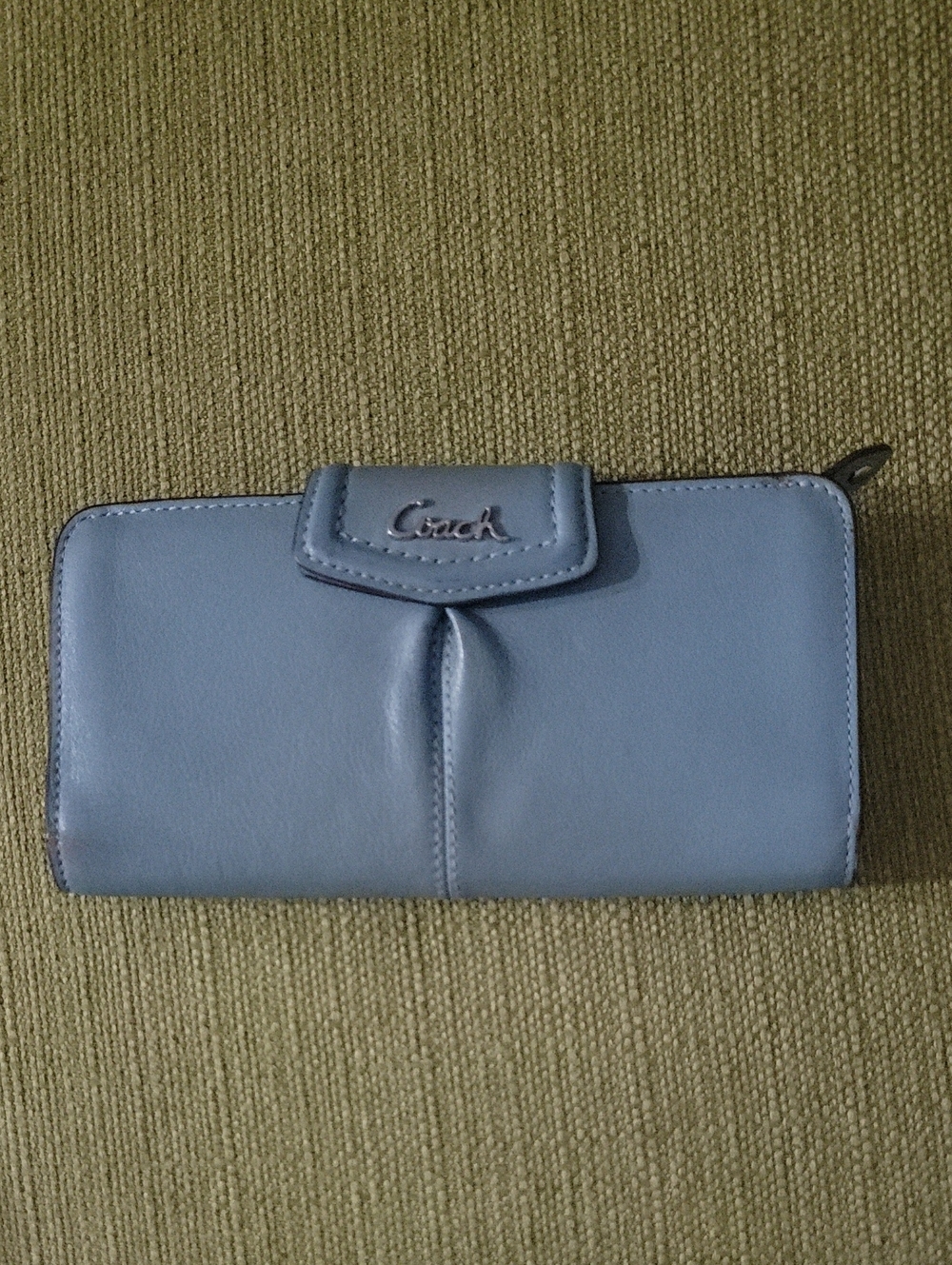 Coach Blue Leather Zip-Around Wallet